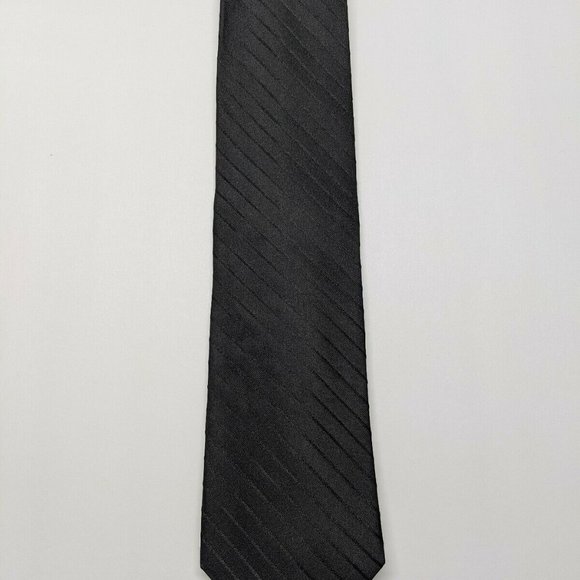 Van Heusen All Black Style Striped Silk Necktie - Picture 5 of 5